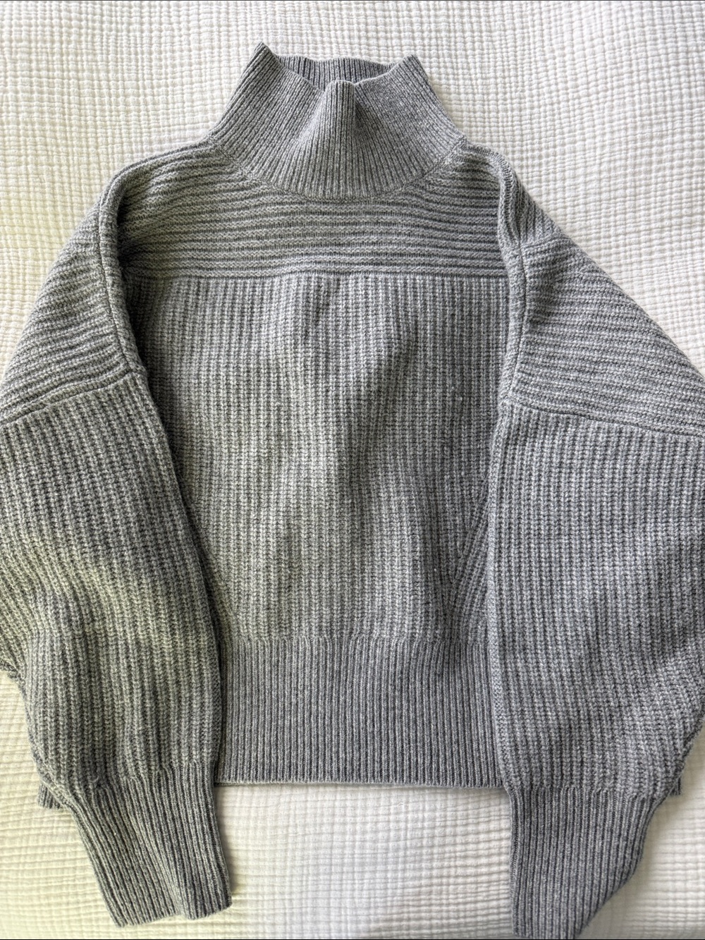 Comptoir des Cotonniers- Classic Grey Turtleneck Ribbed Sweater - Women's